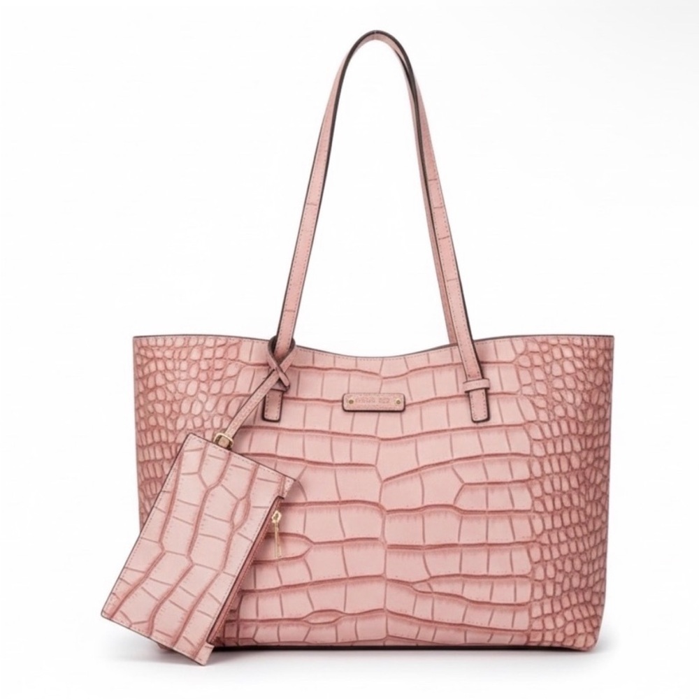 De Vesi De L’Armour Pink Crocodile-Embossed Tote Bag Shoulder Handbag